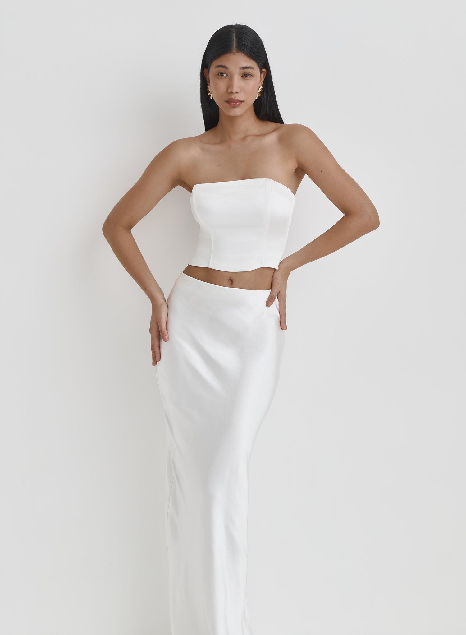 White Satin Maxi Skirt